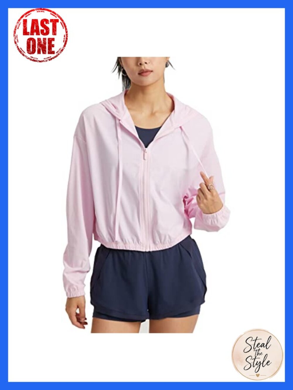 Women's UPF 50+ Cropped Zip Up Hoodie Jacket Sun Protection Activewear